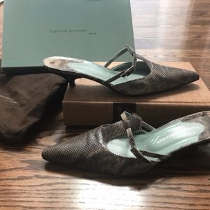 Pointed-toe designer mules